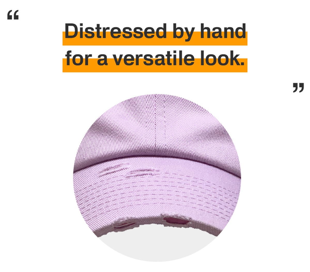 Lavender Distressed Vintage Baseball Cap Front View